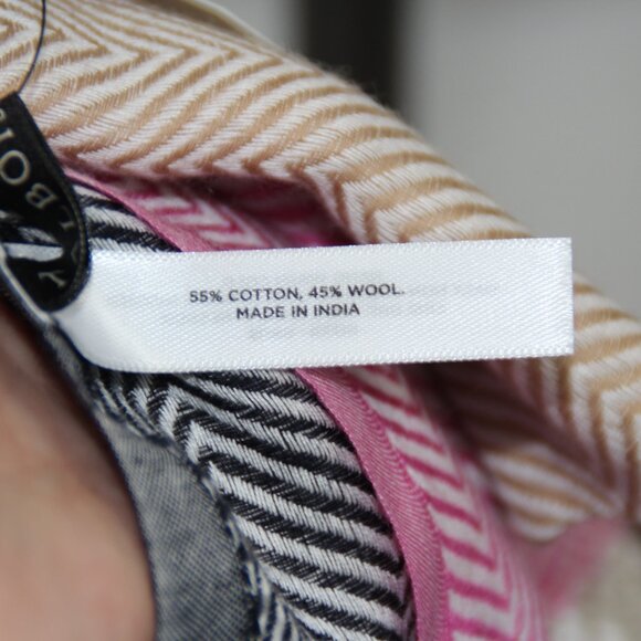 Talbots Shawl Wrap Scarf Pink Tan Blue Black Fringe Acrylic Wool  Soft Fall NEW - Picture 7 of 8